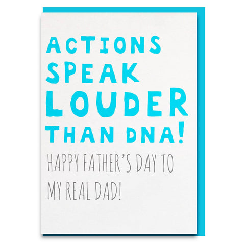 sweet action speak louder than DNA father's day card sw