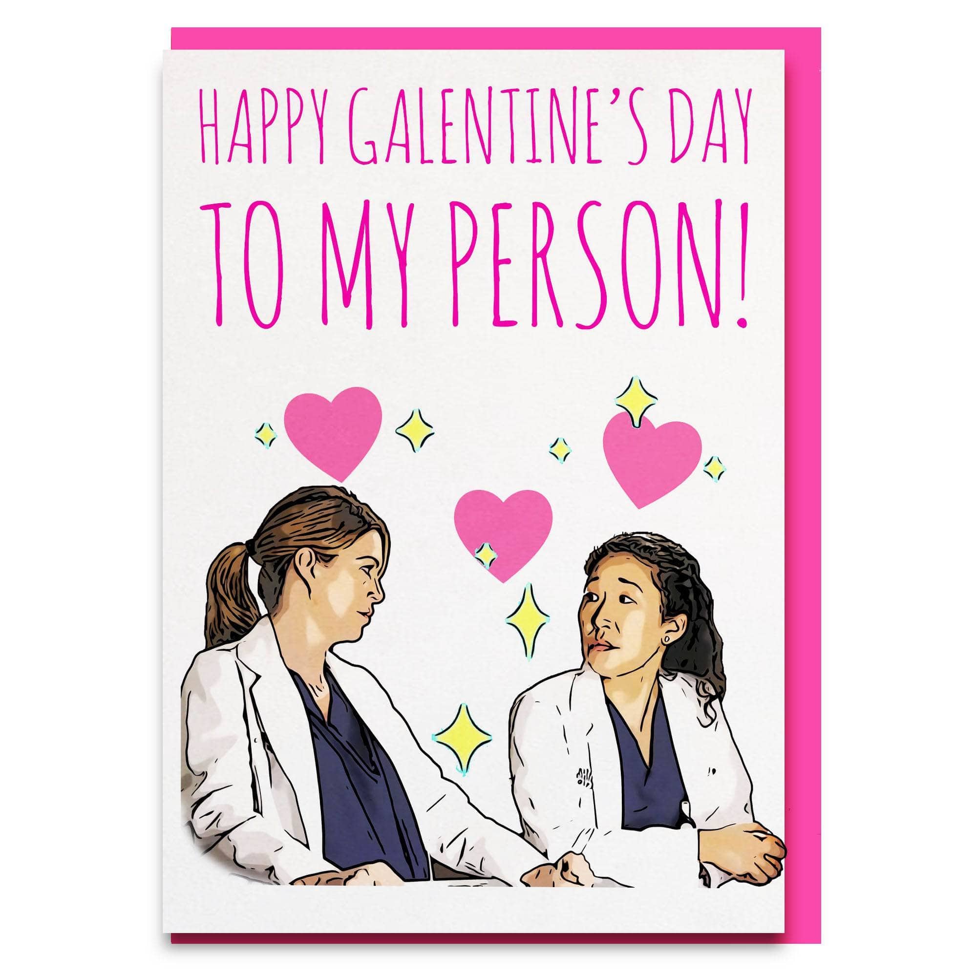 Greys Anatomy Meredith and Cristina you're my person galentines day card 