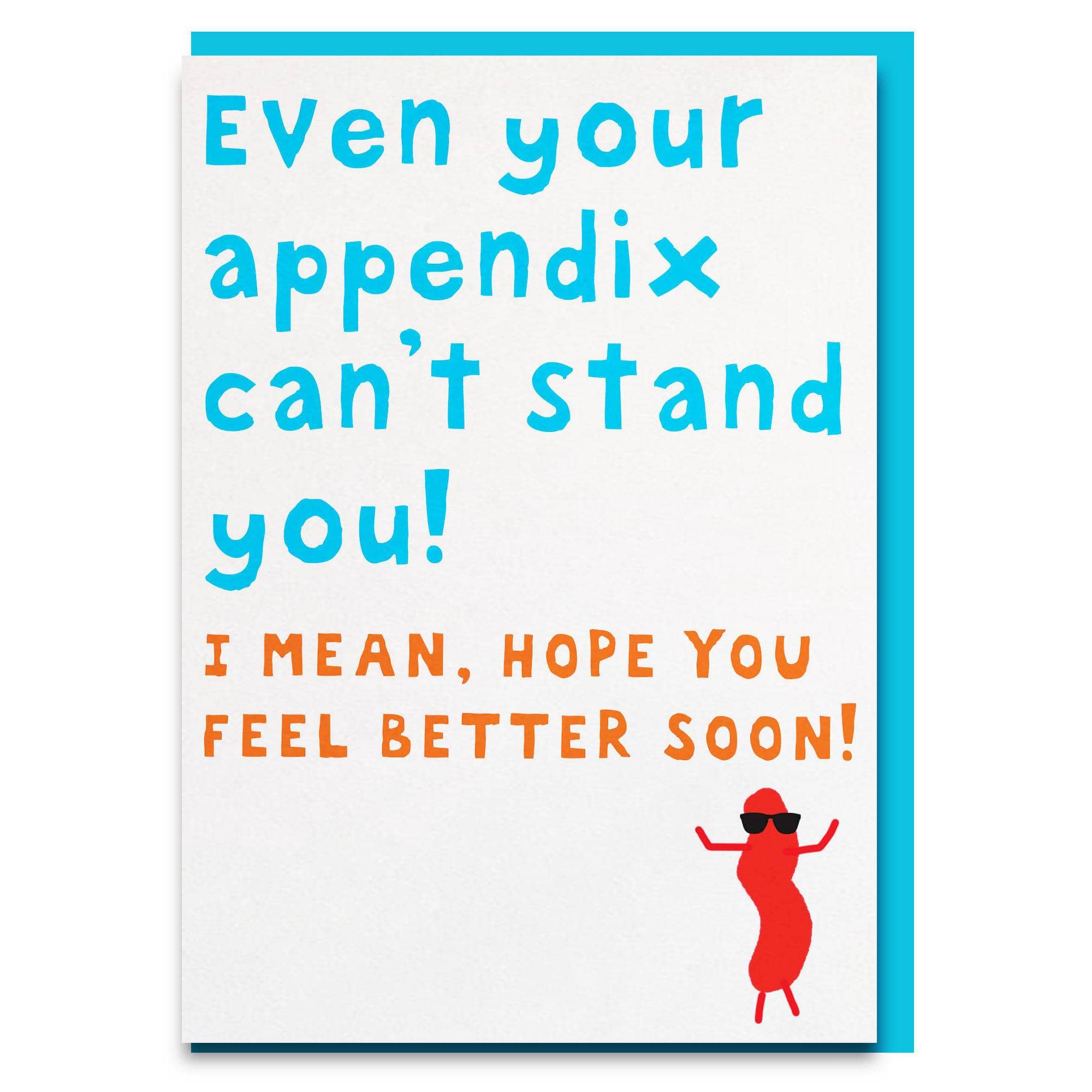 Funny appendicitis get well soon card
