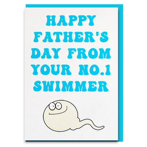 funny no.1 swimmer sperm fathers day card