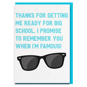 Funny and sweet big school thank you card for nursery.