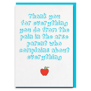 Funny and cheeky thank you card for teacher. 
