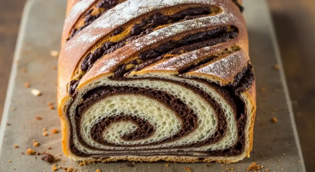 loaf of bread with a chocolate swirl
