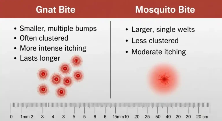Comparison chart of gnat bites vs. mosquito bites
