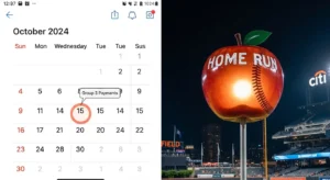 The iconic Home Run Apple at Citi Stadium NYC during a night game
